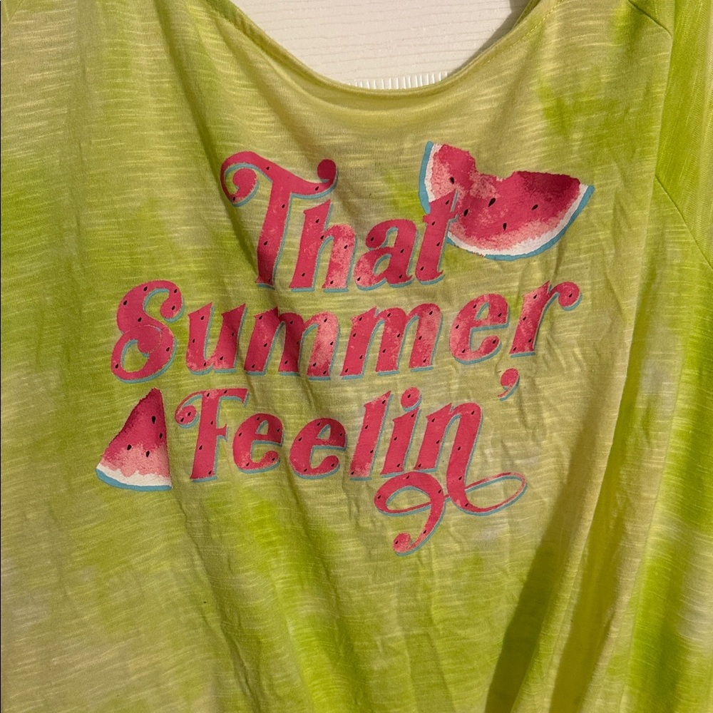 Torrid size 2 Lime Green Summer Tee with Watermelon Design
